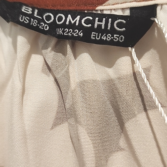 NEW Bloomchic Floral Print Tie Neck Lantern Sleeve Dress 2x - Picture 3 of 5